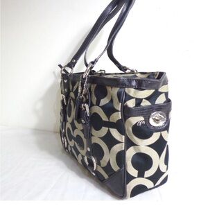 COACH Vintage GALLERY 19404 Op Art Signature LEATHER TOTE BAG SHOULDER PURSE